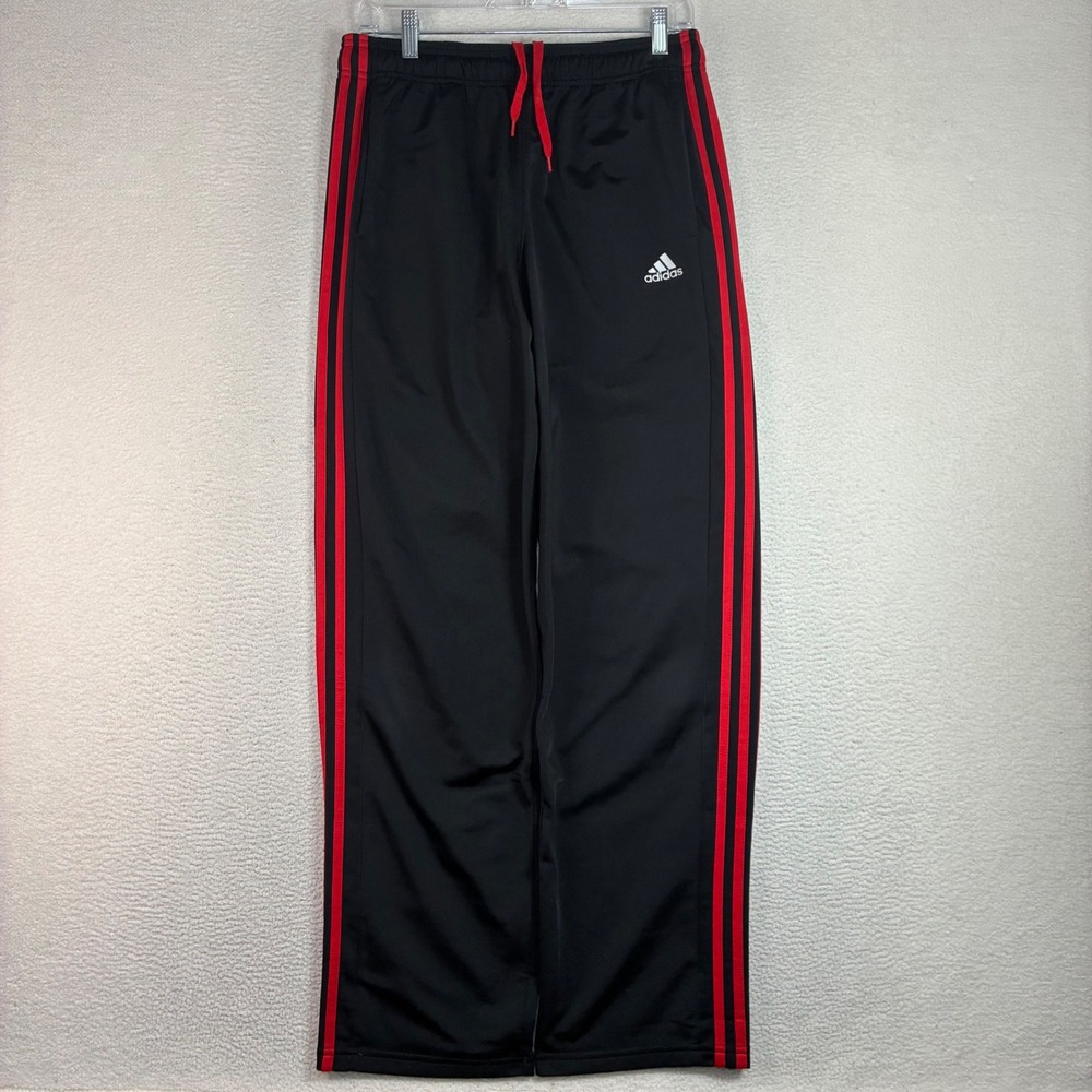 Y2K Adidas Track Pants Men M Black Red Baggy Loose Sweatpants Relaxed Drawstring